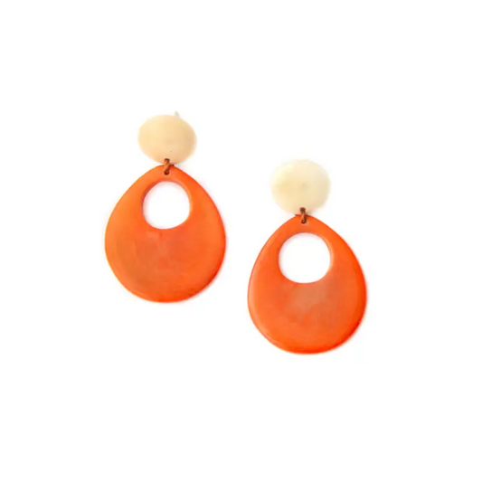 Mimi Earrings - Ivory/Poppy Coral
