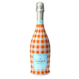 Orange White Gingham Prosecco Bottle Wrap