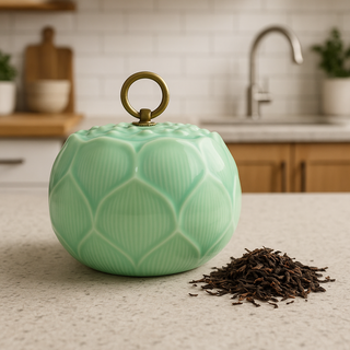 Celadon Tea Canister Lotus