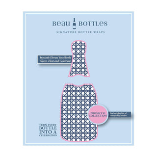 Navy White Cane Prosecco Bottle Wrap