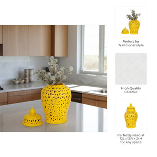 Yellow Ceramic Lidded Jar