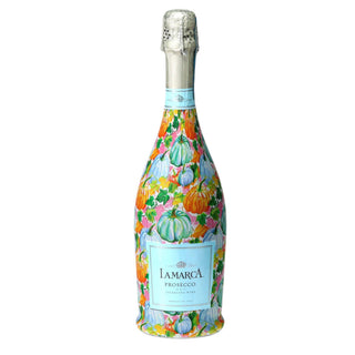 Orange Blue Pumpkins Prosecco Bottle Wrap