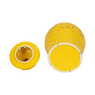 Yellow Ceramic Lidded Jar
