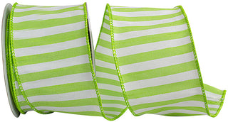 Lime Cabana Stripe Ribbon 2.5"
