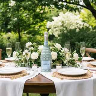 Sage White Cane Prosecco Bottle Wrap