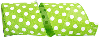 Lime Dot Wired Ribbon 4"