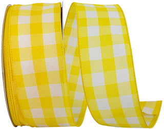Yellow Check Plaid Ribbon 2.5x50