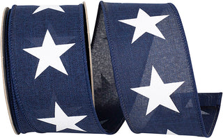 Navy Large Star Linen Ribbon