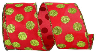 Red Green Glitter Dots Ribbon