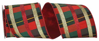 Jordan Plaid Glitter Ribbon 4"
