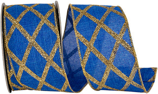 2.5" Blue Lattice Diamond Ribbon