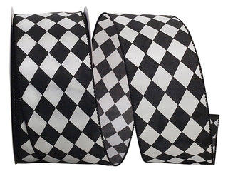 Black White Diamond Ribbon 2.5"
