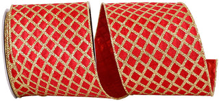 4" Red Glitter Lattice Ribbon