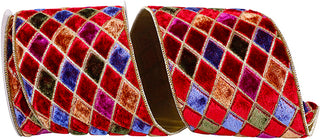 Wine 4" Diamond Velvet Ribbon W