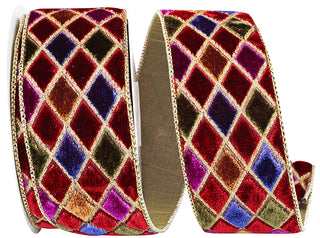 2.5" Wine Diamond Velvet Ribbon