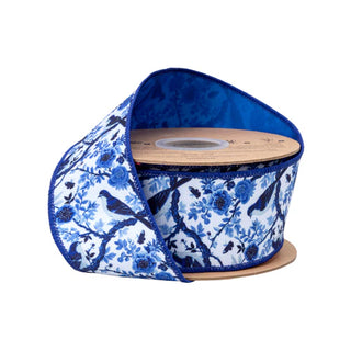 Blue China Birds Ribbon 2.5"