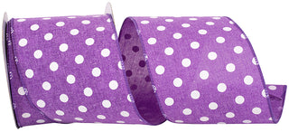 4" Dot LInen Ribbon Purple