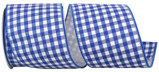 Gingham Cobalt Ribbon 4"