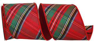 Diagonal Red Plaid Ribbon 4" W