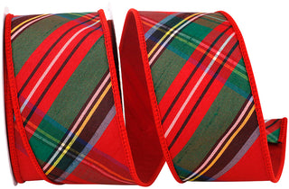 Diagonal Red Plaid Ribbon 2.5" W