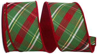 Plaid Verde Dupioni Ribbon 2.5"