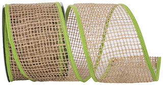 Lime Piped Jute Ribbon 4"