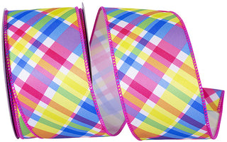 Bright Diagnol Plaid Ribbon