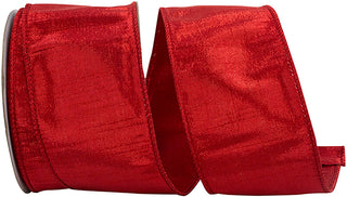 2.5" Red Metallic Dupioni Ribbon