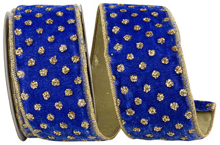 2.5" Royal Dot Velvet Ribbon