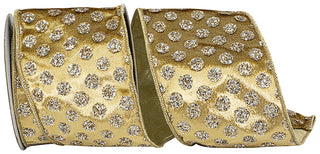 4" Gold/Gold Glitter Dot Ribbon