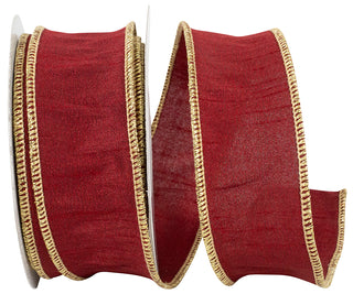 Scarlet/Gold Dupioni Ribbon 1.5" W
