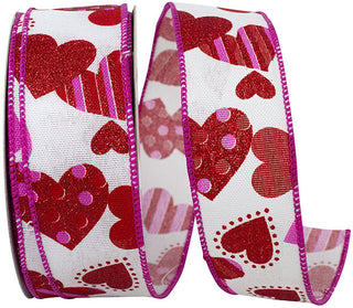 Tossed Hearts Ribbon 1.5"