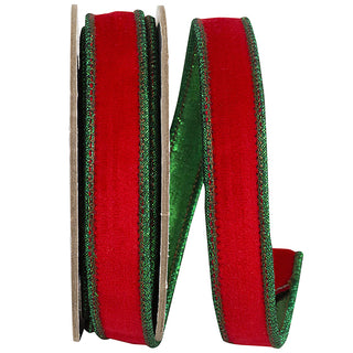 7/8" Red/Green Velvet Touch Metallic