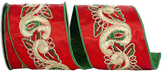 4" R/G Paisley Jewel Ribbon