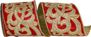 Red Embroidered Scroll Ribbon