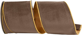 4" Brown/Gold Velvet Ribbon