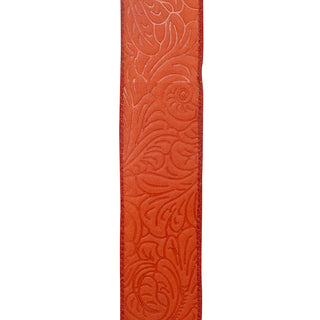 Leaf Scroll Embossed Ribbon 1.5" Rust W