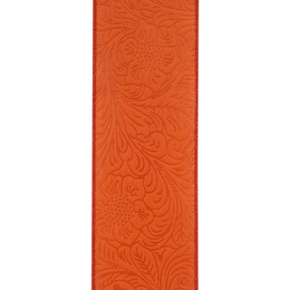 Leaf Scroll Embossed Ribbon 2.5" Rust W