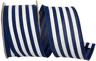 Navy Striped Ribbon 2.5"