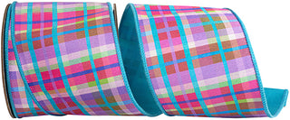 Bright Plaid Turq Ribbon 4"