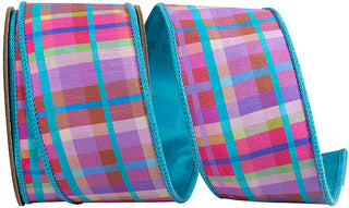 Bright Plaid Turq Ribbon 2.5"