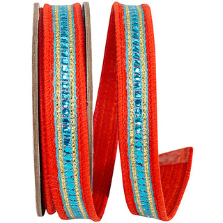 1" Orange Sequin Trim Ribbon