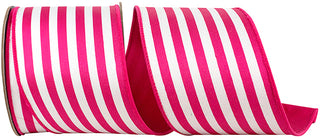 Fuchsia Striped Twill Ribbon 4"