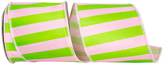 Pink/Lime Striped Ribbon 4"