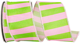 Pink/Lime Striped Ribbon 2.5"