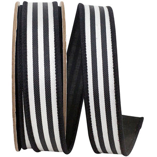 Black White Striped Twill Ribbon