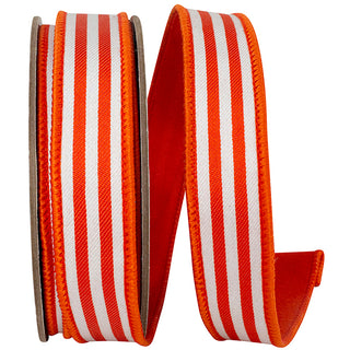 Orange Striped Twill Ribbon 1"