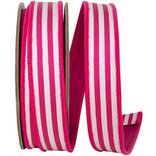 Fuchsia Striped Twill Ribbon 1"