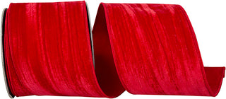 4" Red Crushed Velvet Ribbon