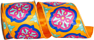 4" Tangerine Mosaic Ribbon